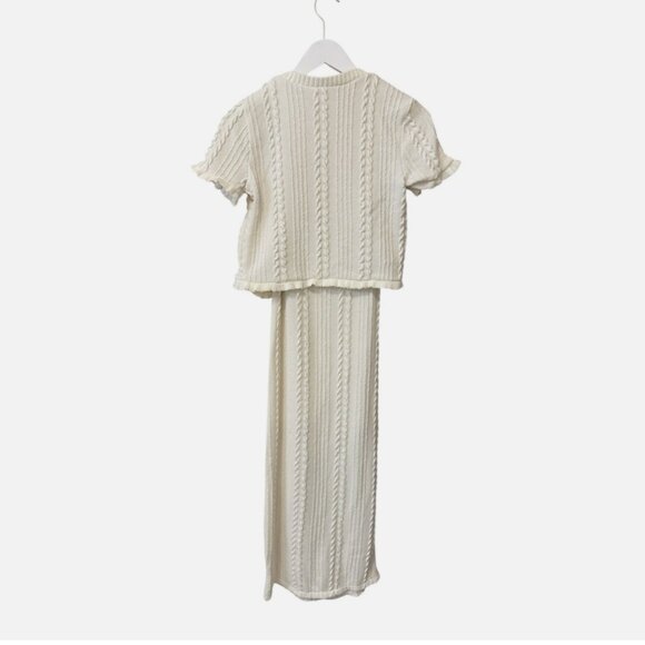 ZARA Cable Knit Bodycon Cottagecore Sweater Midi Dress Matching Cardigan Set M - Picture 5 of 7